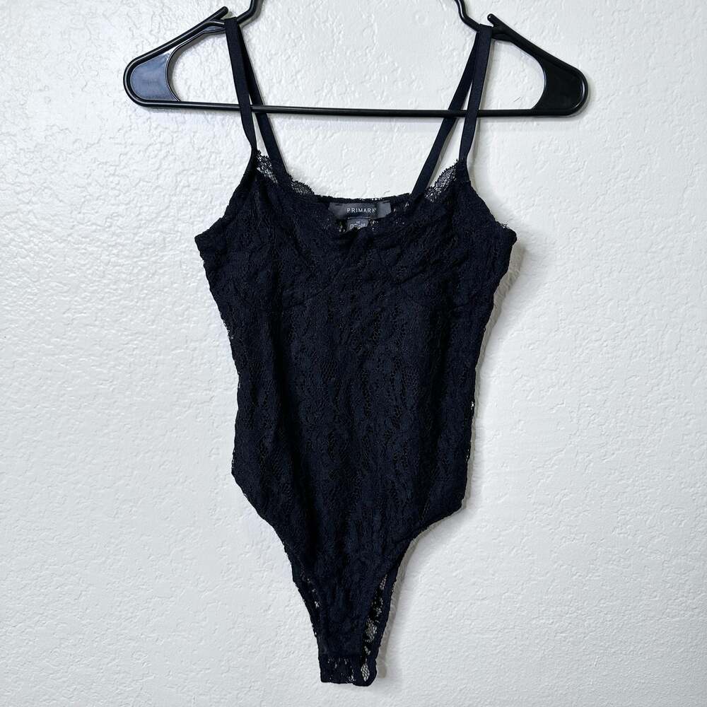 Primark Black Floral Lace Cami Bodysuit - XS
